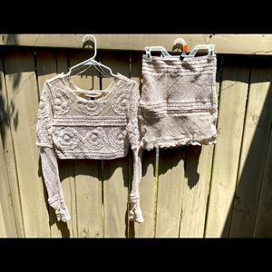 Two-piece Crochet Crop Top and Skirt